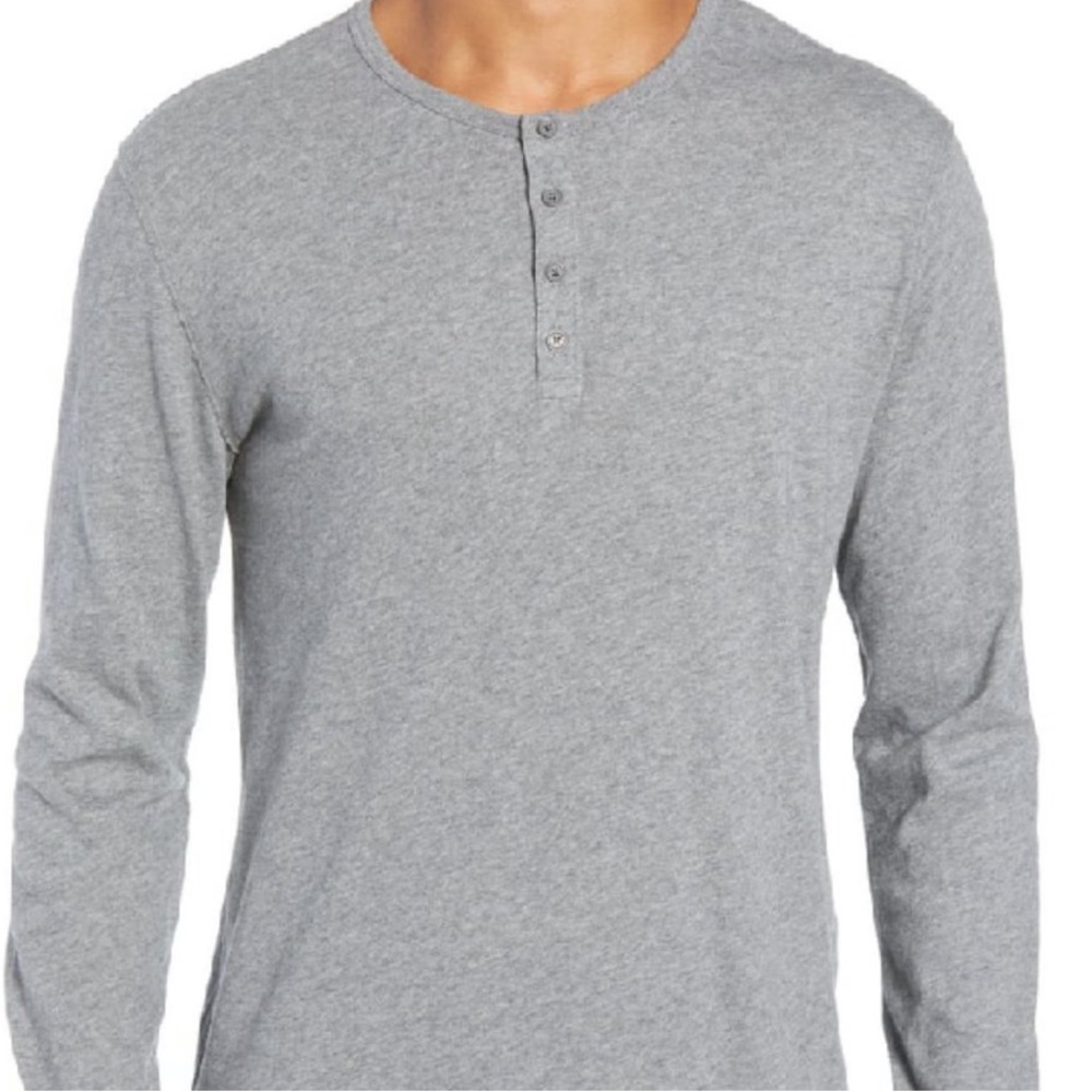 Vince henley long sleeve shirt cinder men new XXL